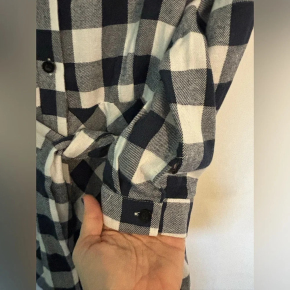 NWT Chigant Womens Navy White Buffalo Plaid Dress 3/4 Sleeve A-line sz Medium - Picture 3 of 8